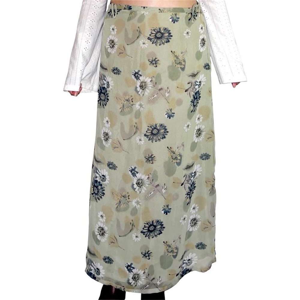 Vintage green floral maxi skirt.
